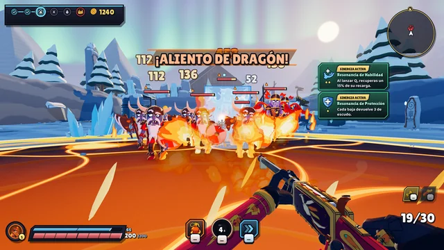 El Aliento de Dragón de Fénix quema una fila de enemigos